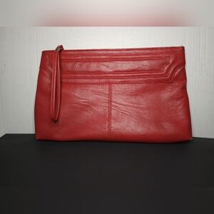 Vtg 70s 80s MCI Red Oversized Clutch Purse Wristlet Faux Leather Power Dressing